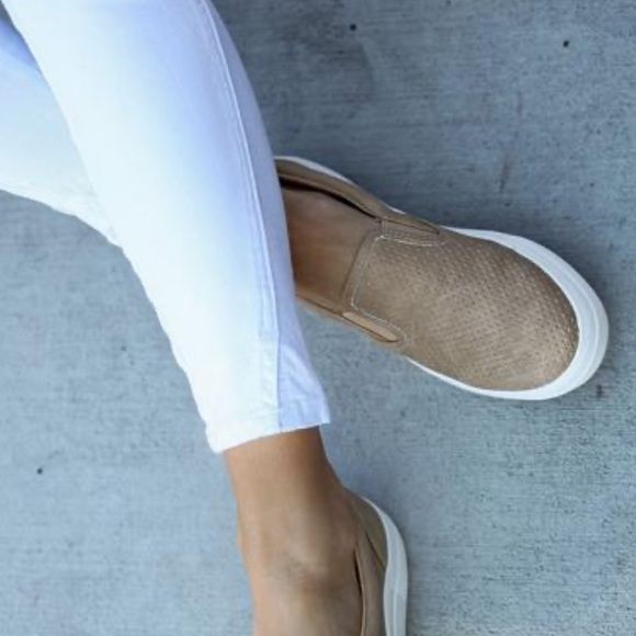 Tan Slip On Perforated Comfy Sneakers - Picture 4 of 8